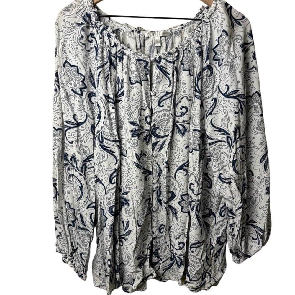 Spence Woman 2X Flowy Round Neck Button Front Office work Everyday.